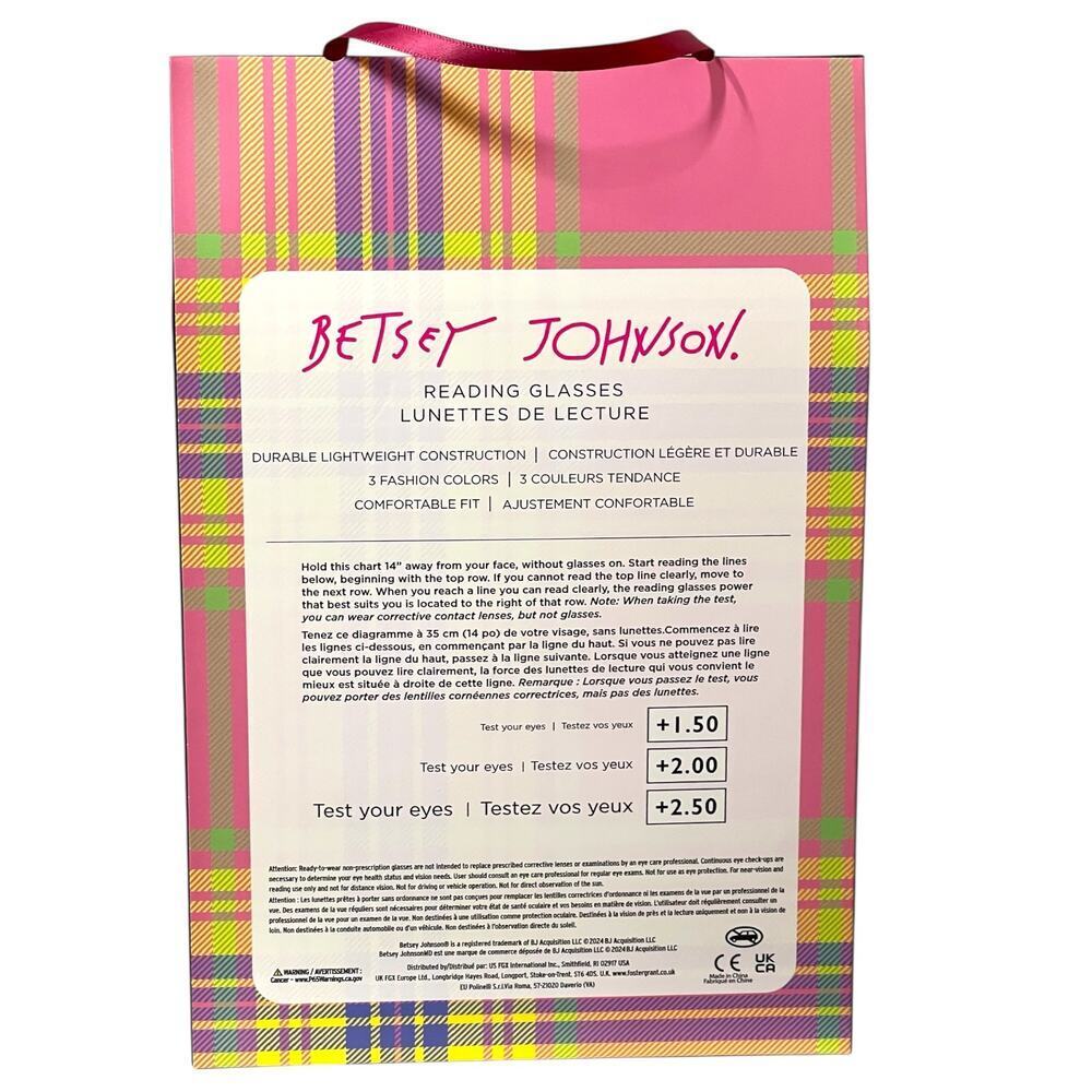 Betsey Johnson +2.00 Reading Glasses Readers 3 Pack Set Pink Green Multicolor - Picture 3 of 9